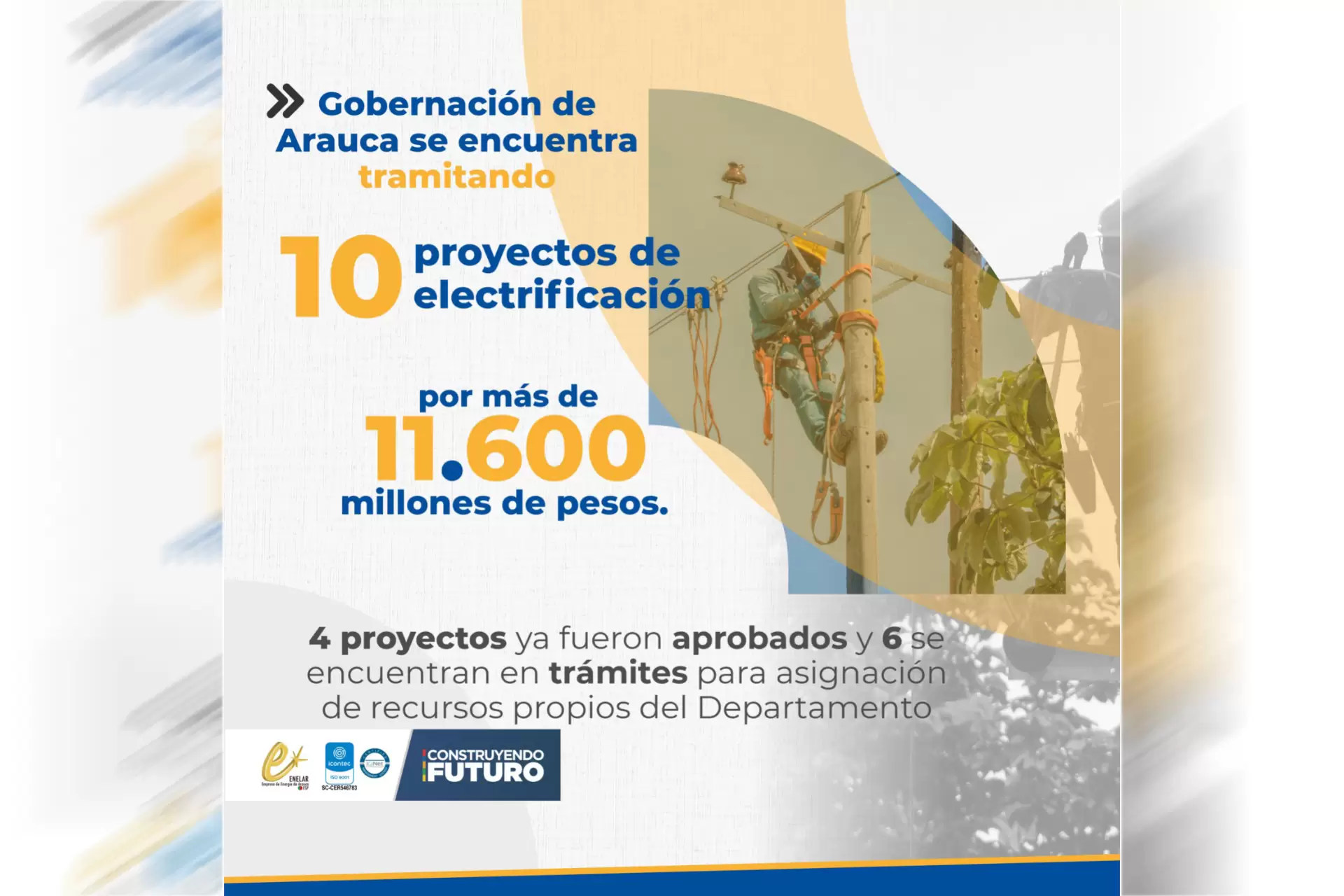 4 proyectos ya fueron aprobados y 6 se encuentran en trámites para asignación de recursos propios del Departamento.